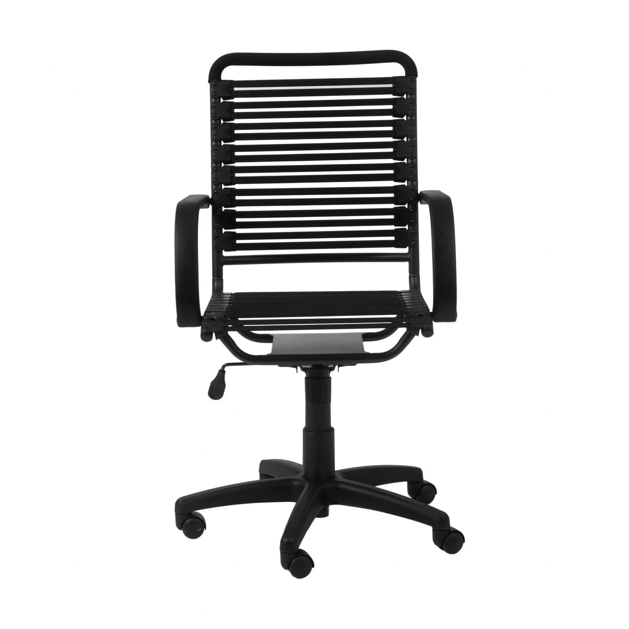 45" All Black Flat Bungee Cord High Back Office Chair By Homeroots