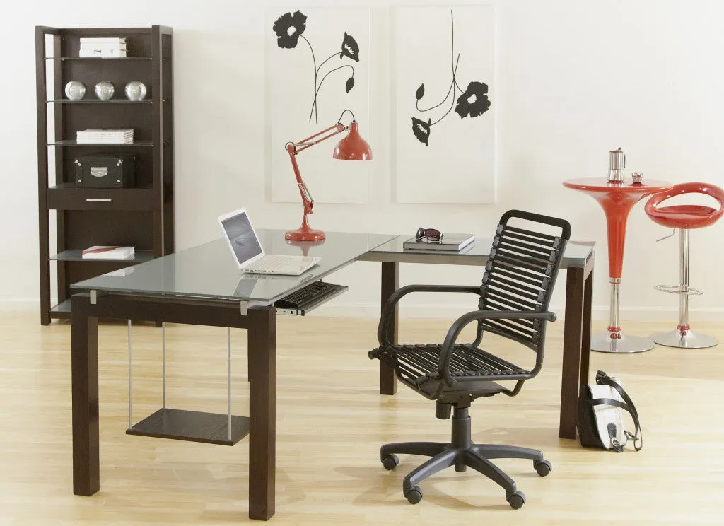 45" All Black Flat Bungee Cord High Back Office Chair By Homeroots
