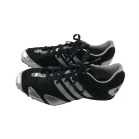 Adidas Track Running Sports Shoes Shoe Size 5.5 Black Silver and White Details Needs replacement Spikes