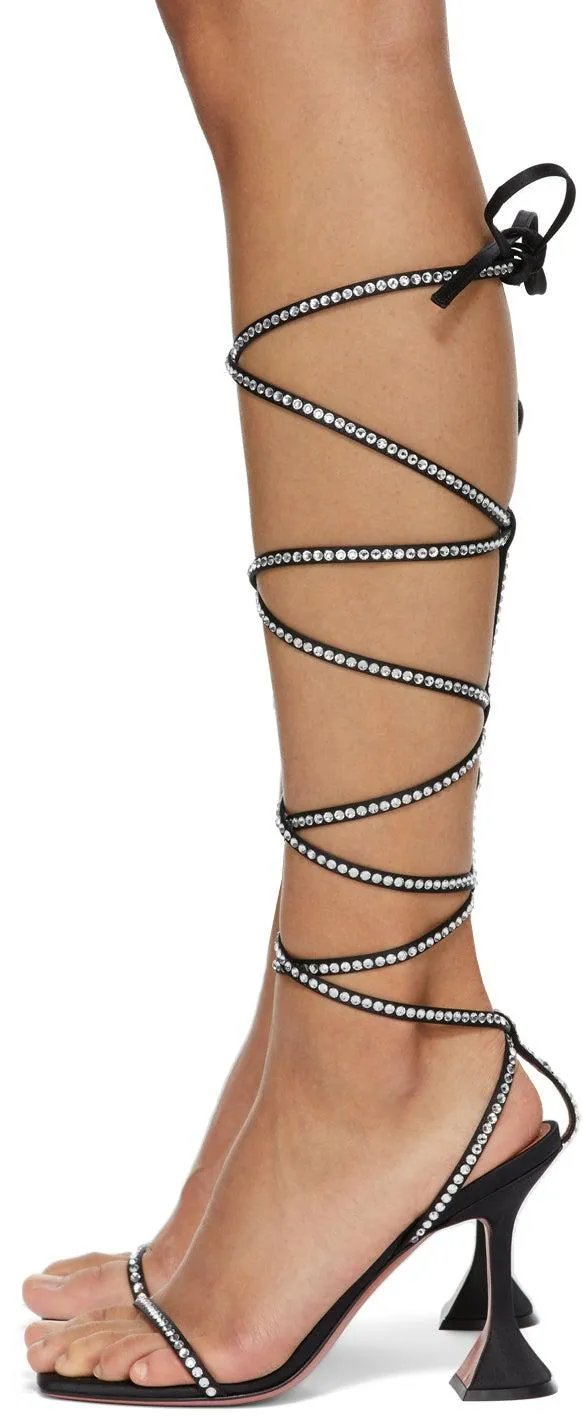 Amina Muaddi Black AWGE Edition LSD Gladi Heeled Sandals