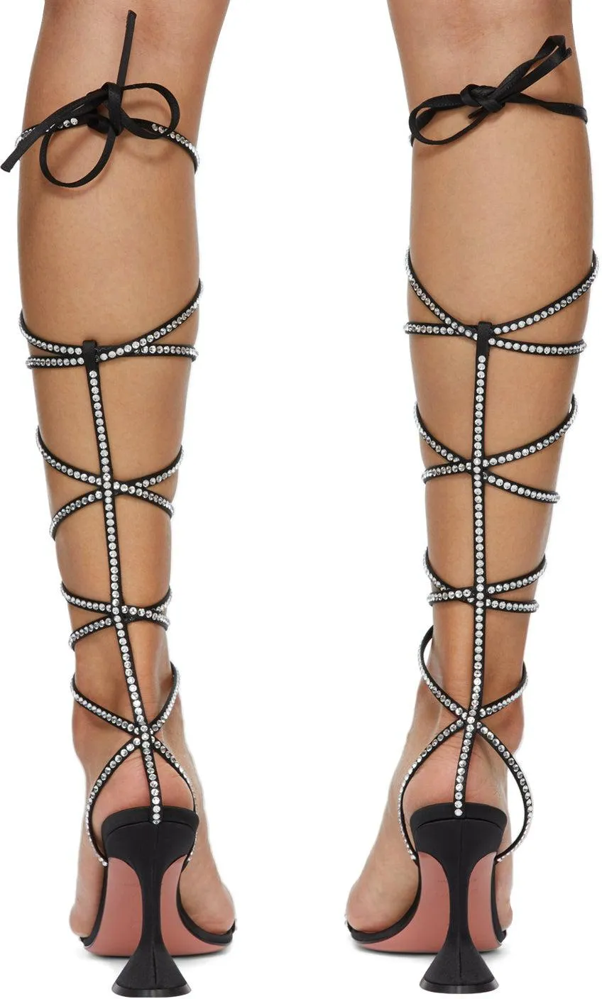 Amina Muaddi Black AWGE Edition LSD Gladi Heeled Sandals