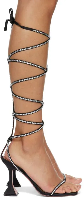 Amina Muaddi Black AWGE Edition LSD Gladi Heeled Sandals