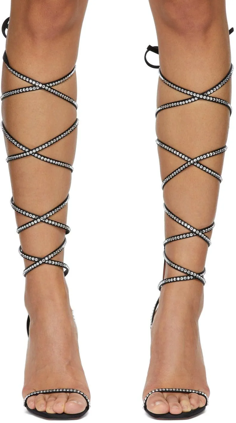Amina Muaddi Black AWGE Edition LSD Gladi Heeled Sandals