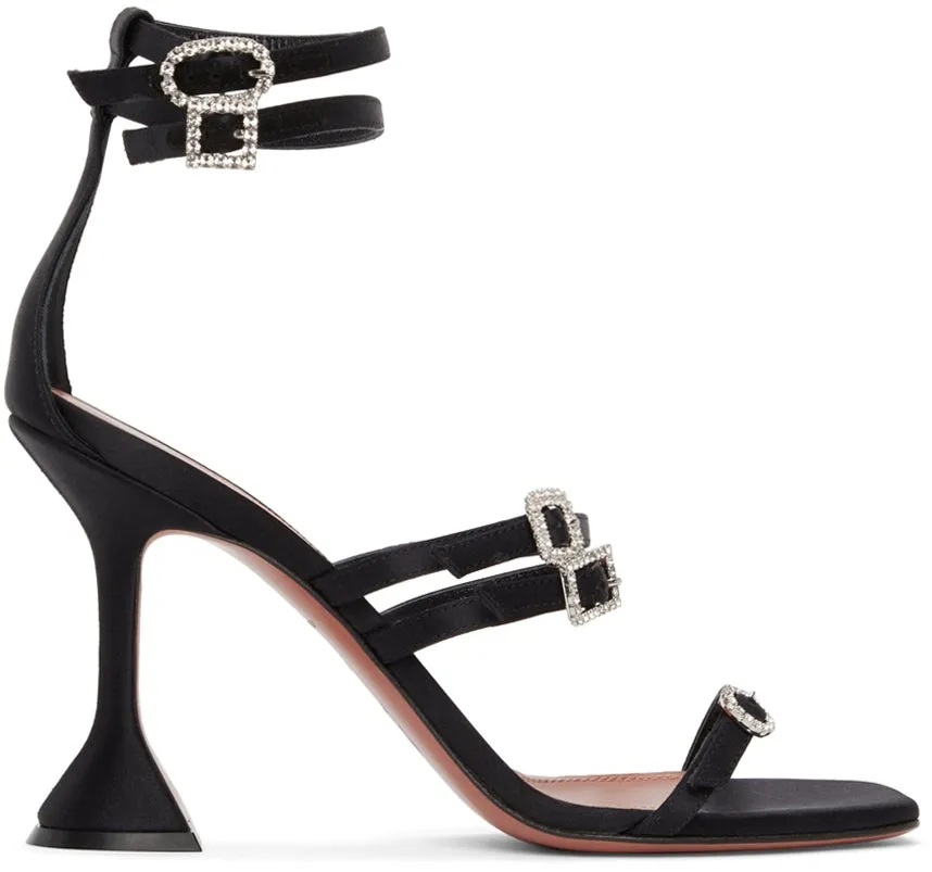 Amina Muaddi Black Robyn Heeled Sandals