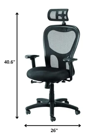 Black Mesh Fabric Rolling Office Desk Chair By Homeroots