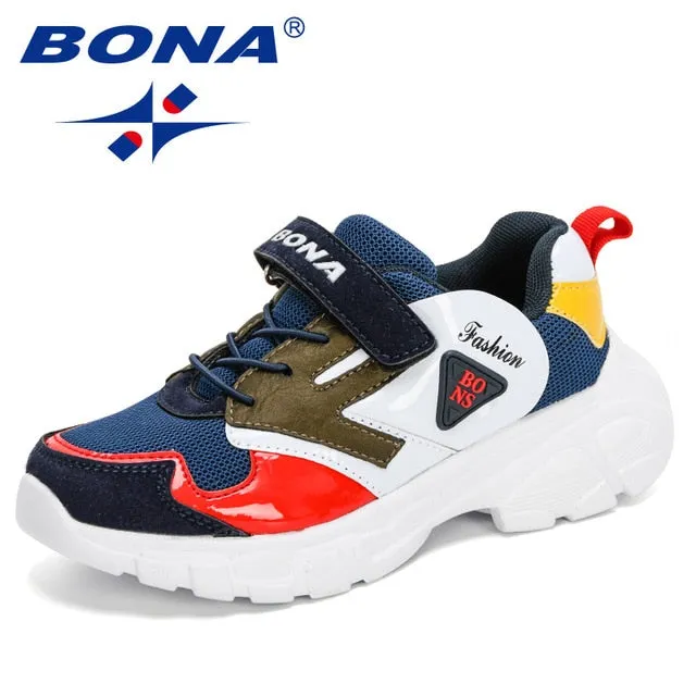 BONA 2020 New Designers Trendy Sneakers Children Sport Shoes Tenis Kids Basket Footwear Lightweight Breathable Jogging Walking