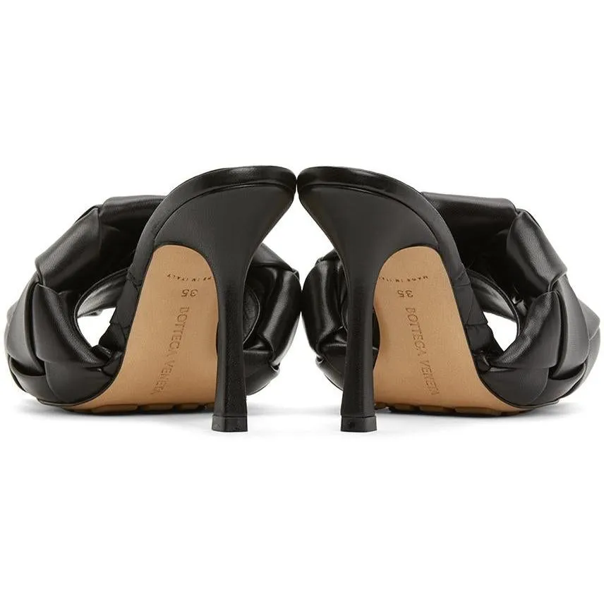 Bottega Veneta Black Intrecciato Lido Heeled Sandals