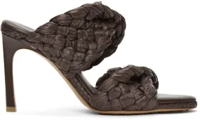 Bottega Veneta Brown Raffia 'The Curve' Heeled Sandals