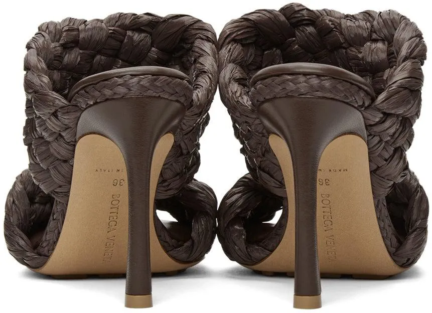 Bottega Veneta Brown Raffia 'The Curve' Heeled Sandals