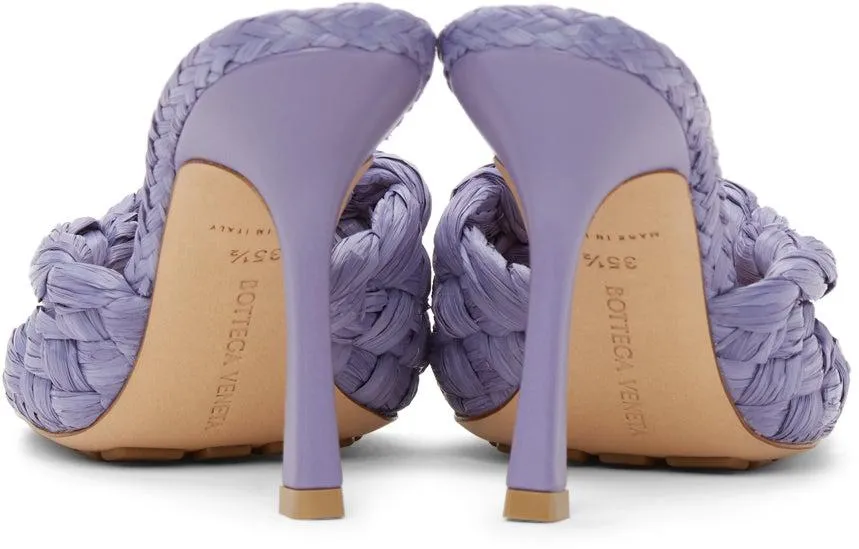 Bottega Veneta Purple Raffia Stretch Heeled Mules