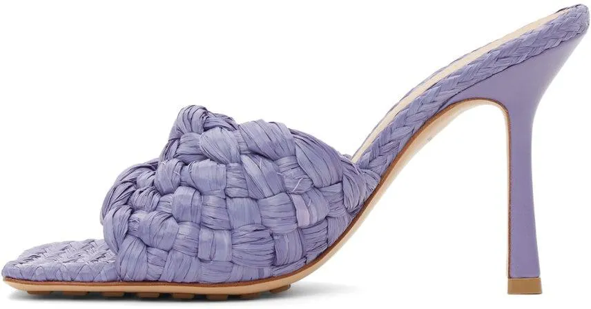 Bottega Veneta Purple Raffia Stretch Heeled Mules