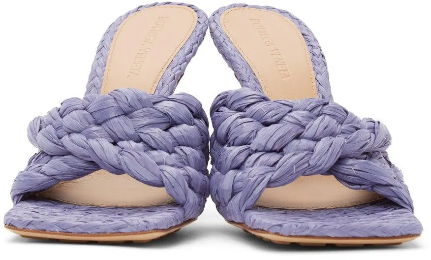Bottega Veneta Purple Raffia Stretch Heeled Mules