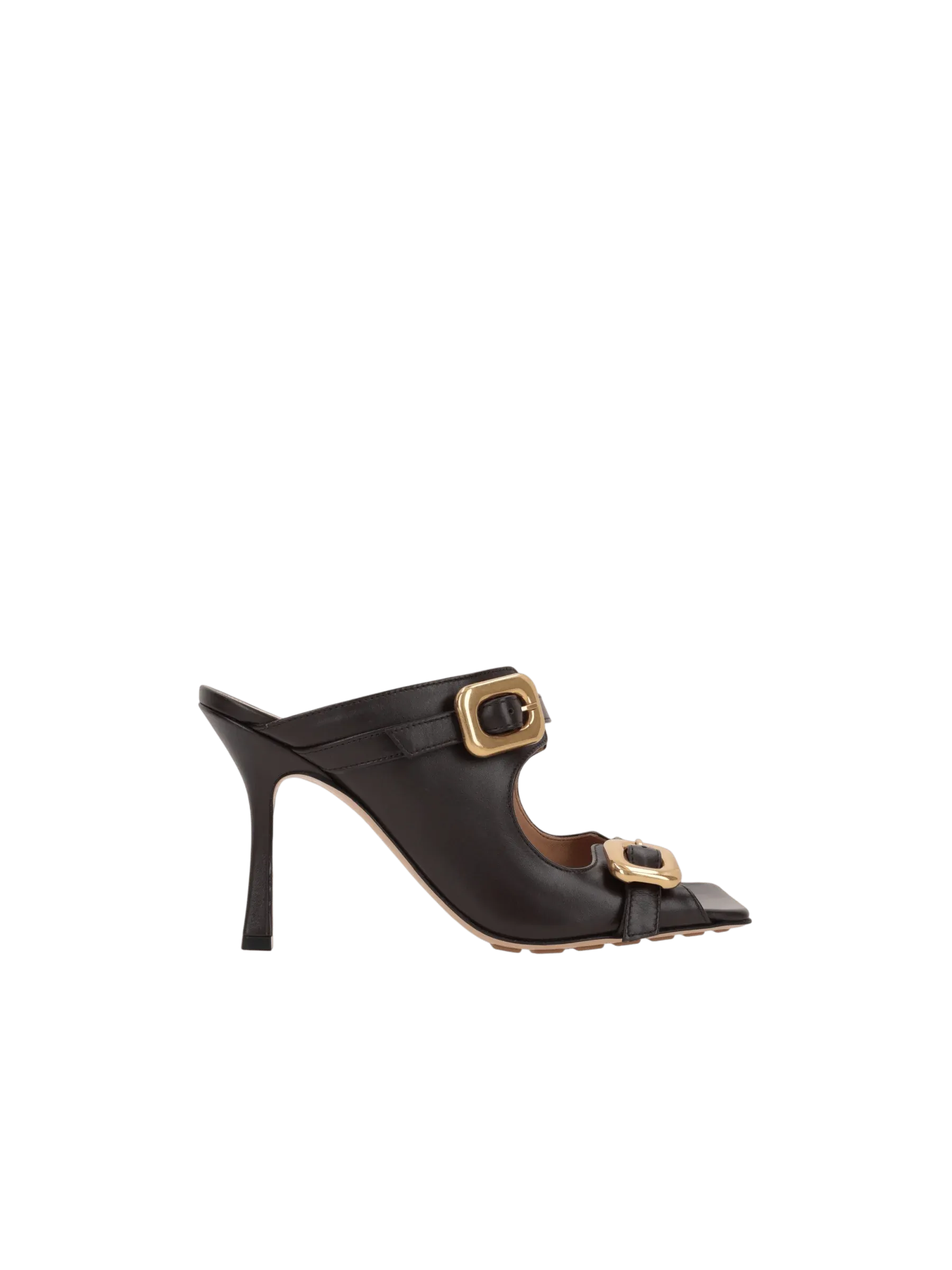 Buckle Leather Mule Sandals