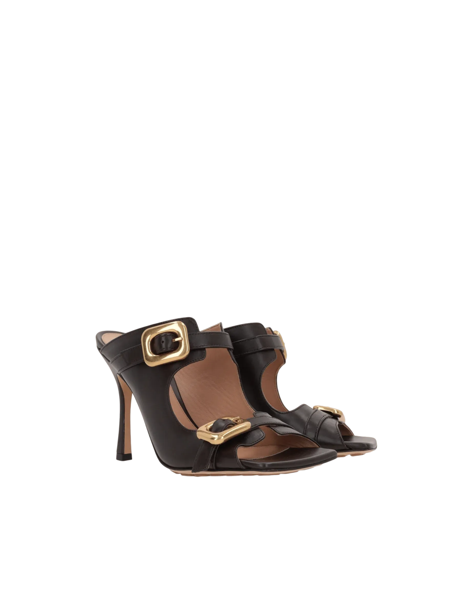Buckle Leather Mule Sandals