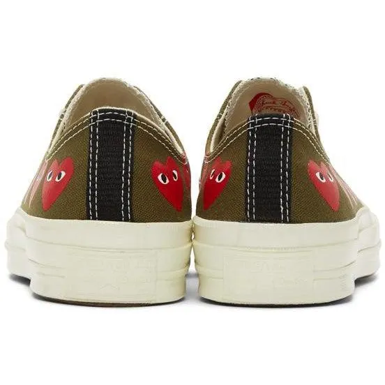 Comme des GarÃ§ons Play Khaki Converse Edition Multiple Heart Chuck 70 Sneakers