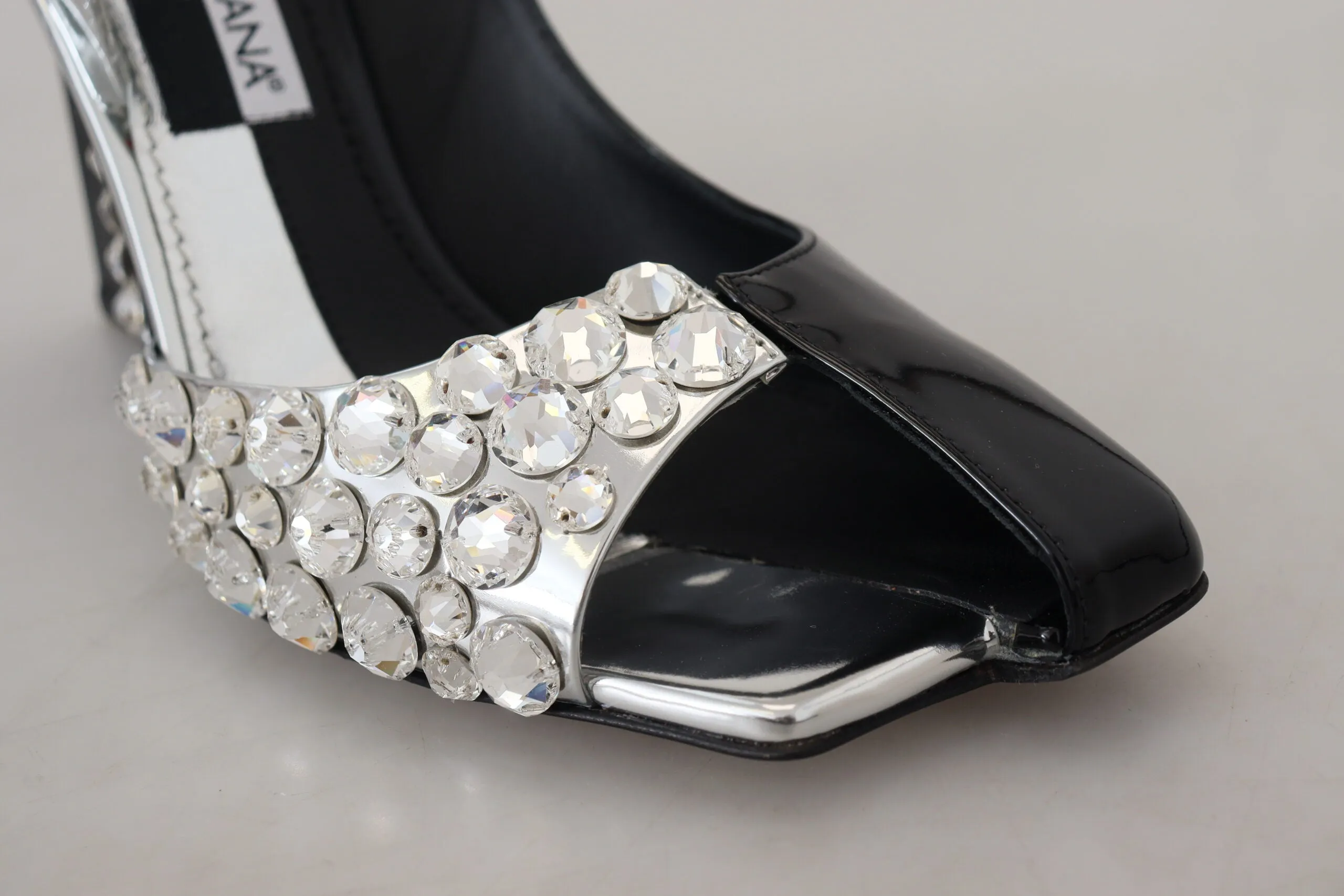 Dolce & Gabbana Black Silver Crystal Double Design High Heels Shoes