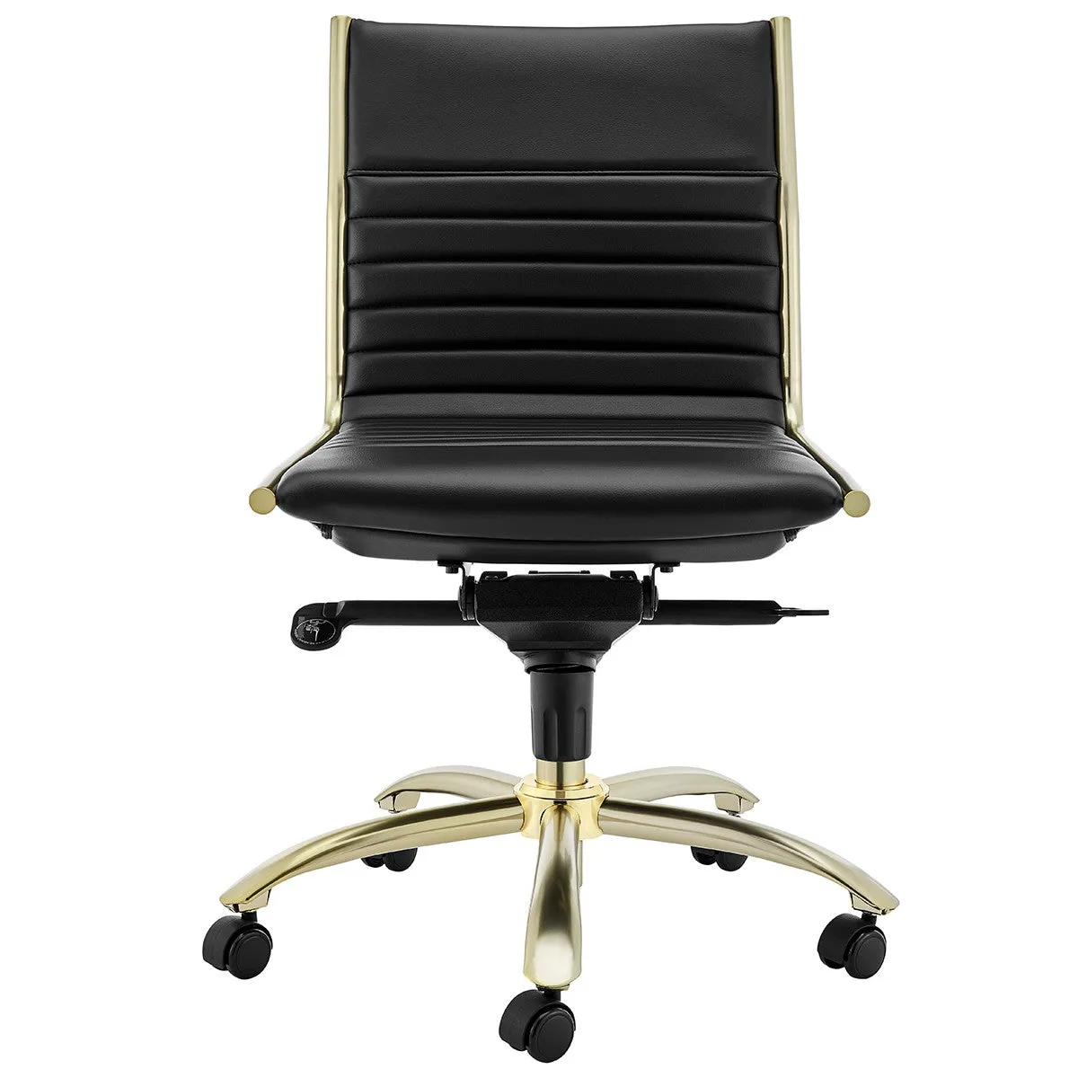 Executive Black and Gold Low Back No Arm Office Chair By Homeroots