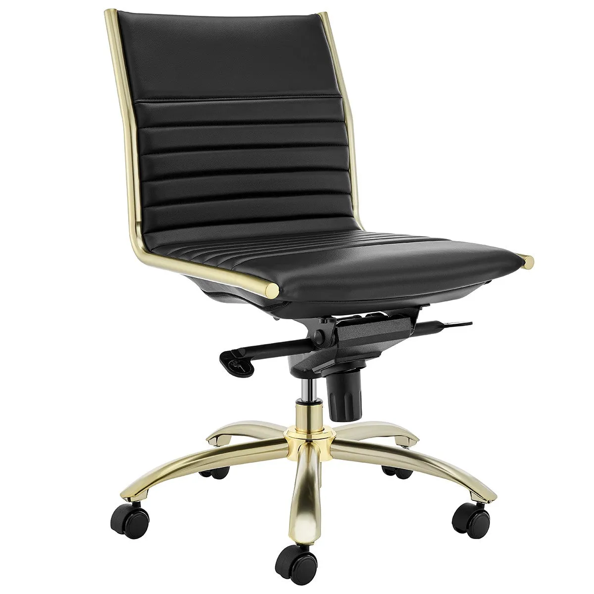 Executive Black and Gold Low Back No Arm Office Chair By Homeroots