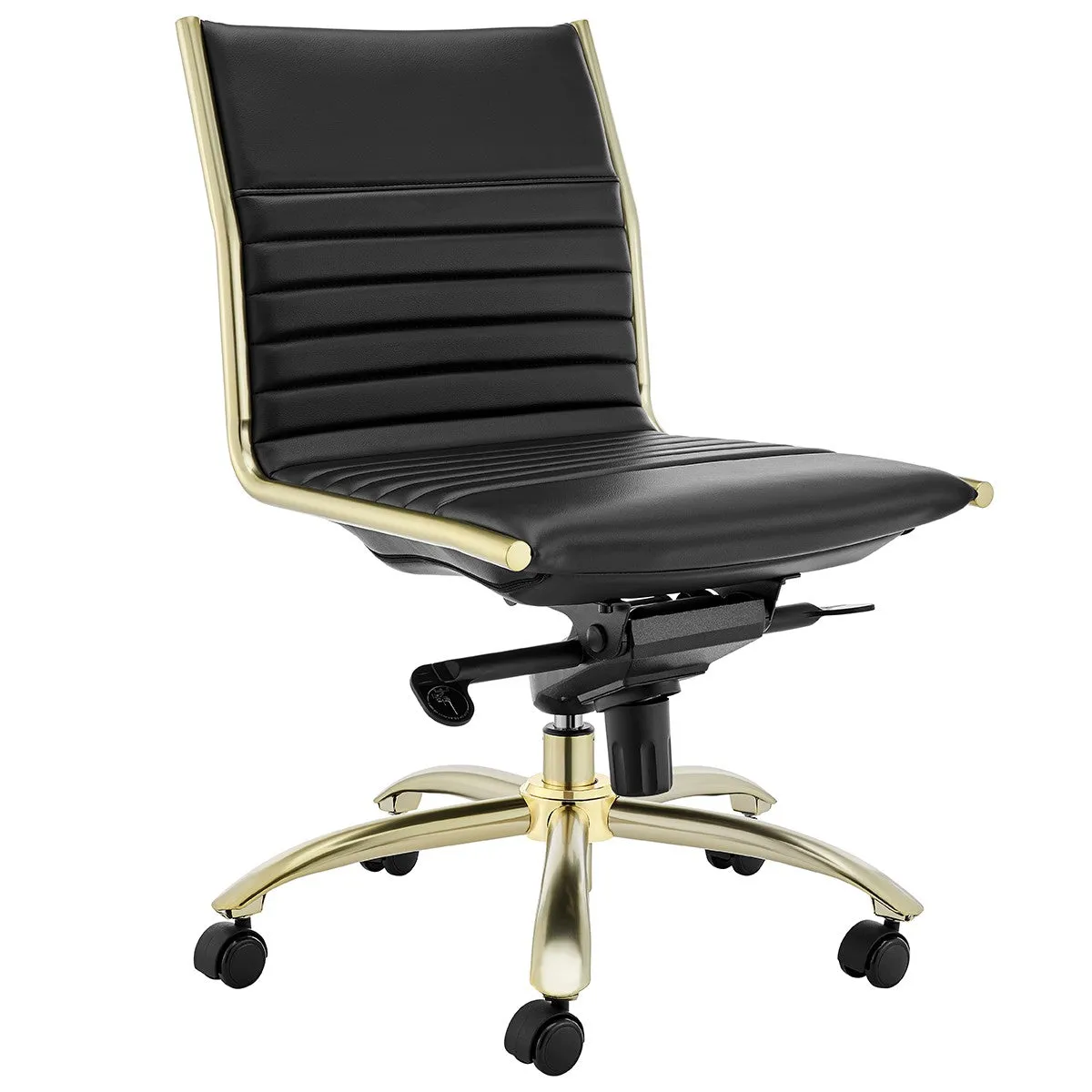 Executive Black and Gold Low Back No Arm Office Chair By Homeroots