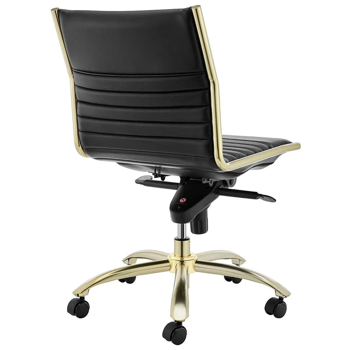 Executive Black and Gold Low Back No Arm Office Chair By Homeroots
