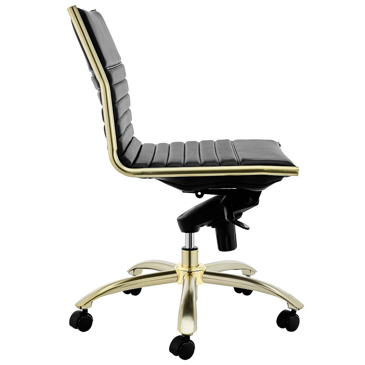 Executive Black and Gold Low Back No Arm Office Chair By Homeroots