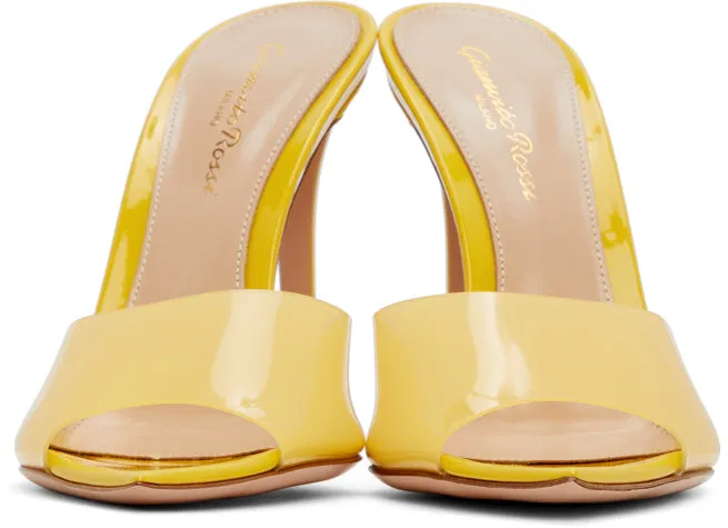 Gianvito Rossi Yellow Patent Elle 105 Heeled Sandals