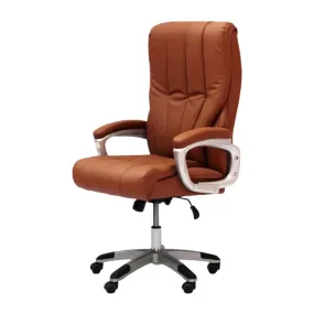 High-Back Pu Leather Tilt And Swivel Office Chair 518H Brown