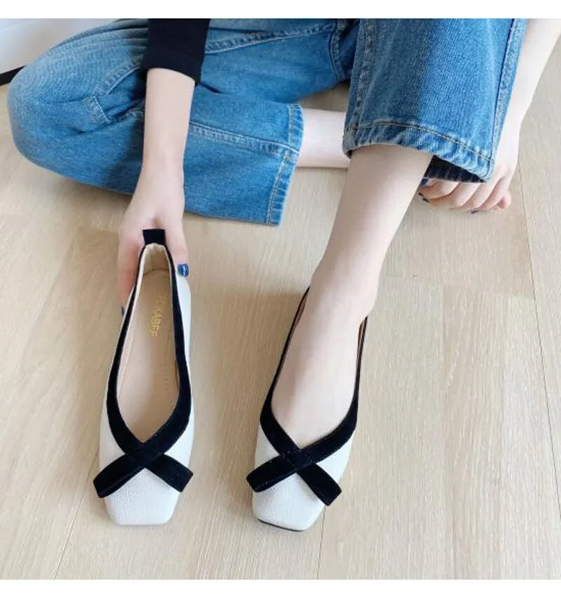 Hnzxzm Spring Summer Shoes Women Flats Elegant Office Ladies Shoes Flat Women Boat Shoes Big Size 41 A4899