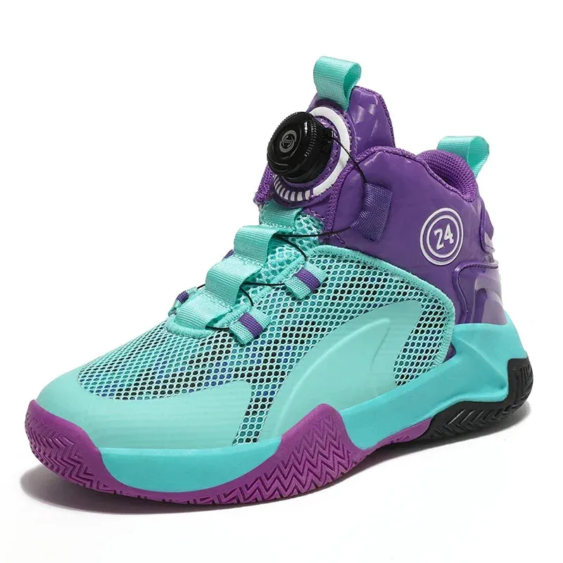 Kids Boys Non-slip No Tie Shoelaces Basketball Sneakers