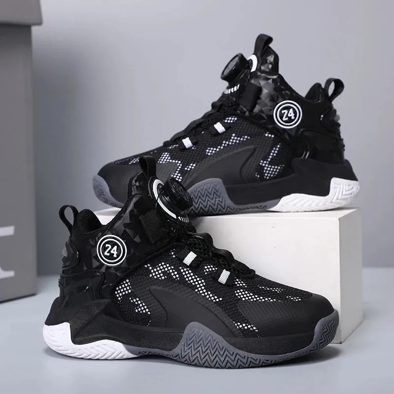 Kids Boys Non-slip No Tie Shoelaces Basketball Sneakers