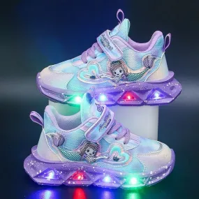 Kids Cartoon Mermaid Design Sports Shoes with Lights