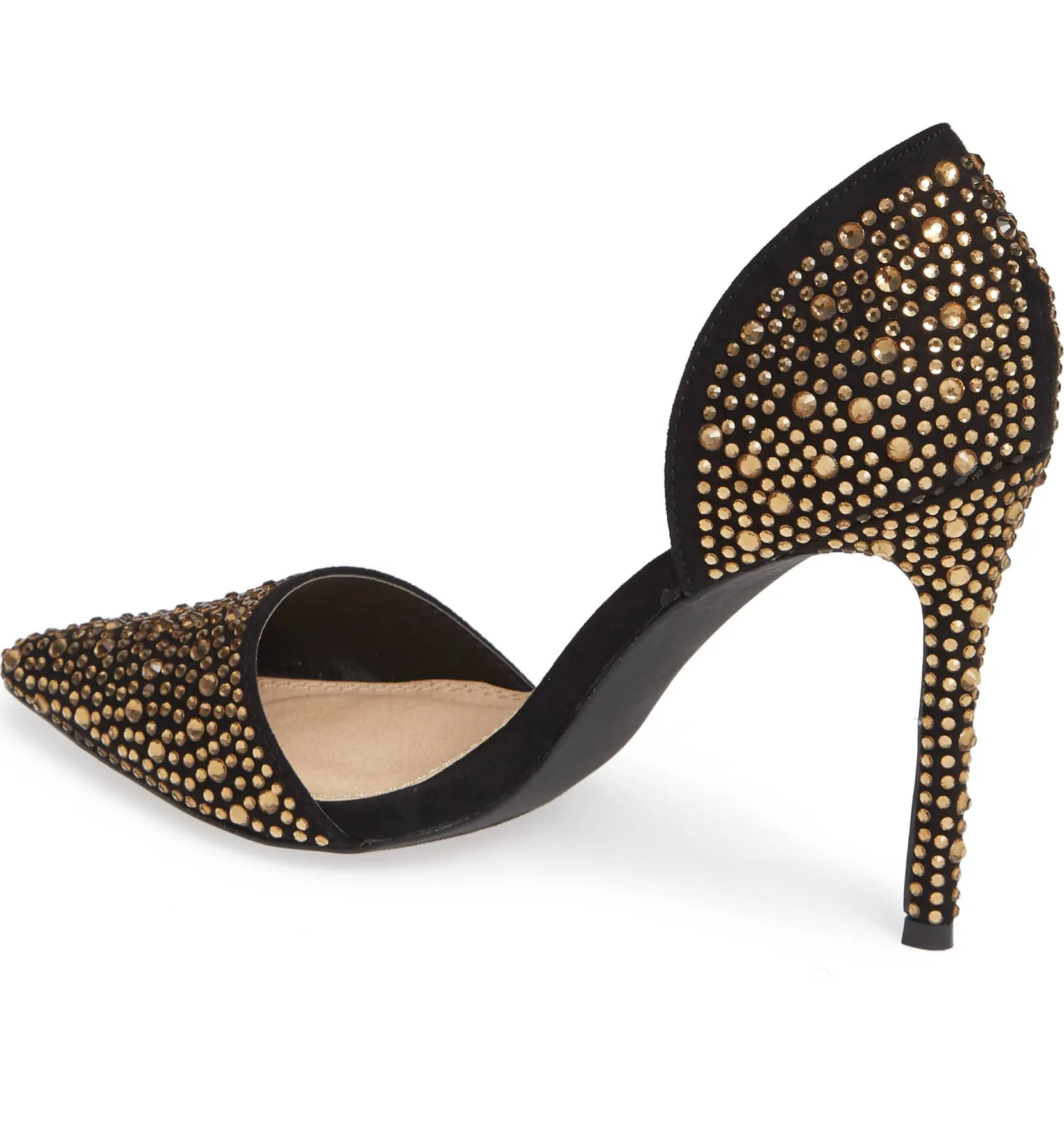 Lauren Lorraine Sari Black Crystal Embellished d'Orsay Pump Formal Pointed Toe
