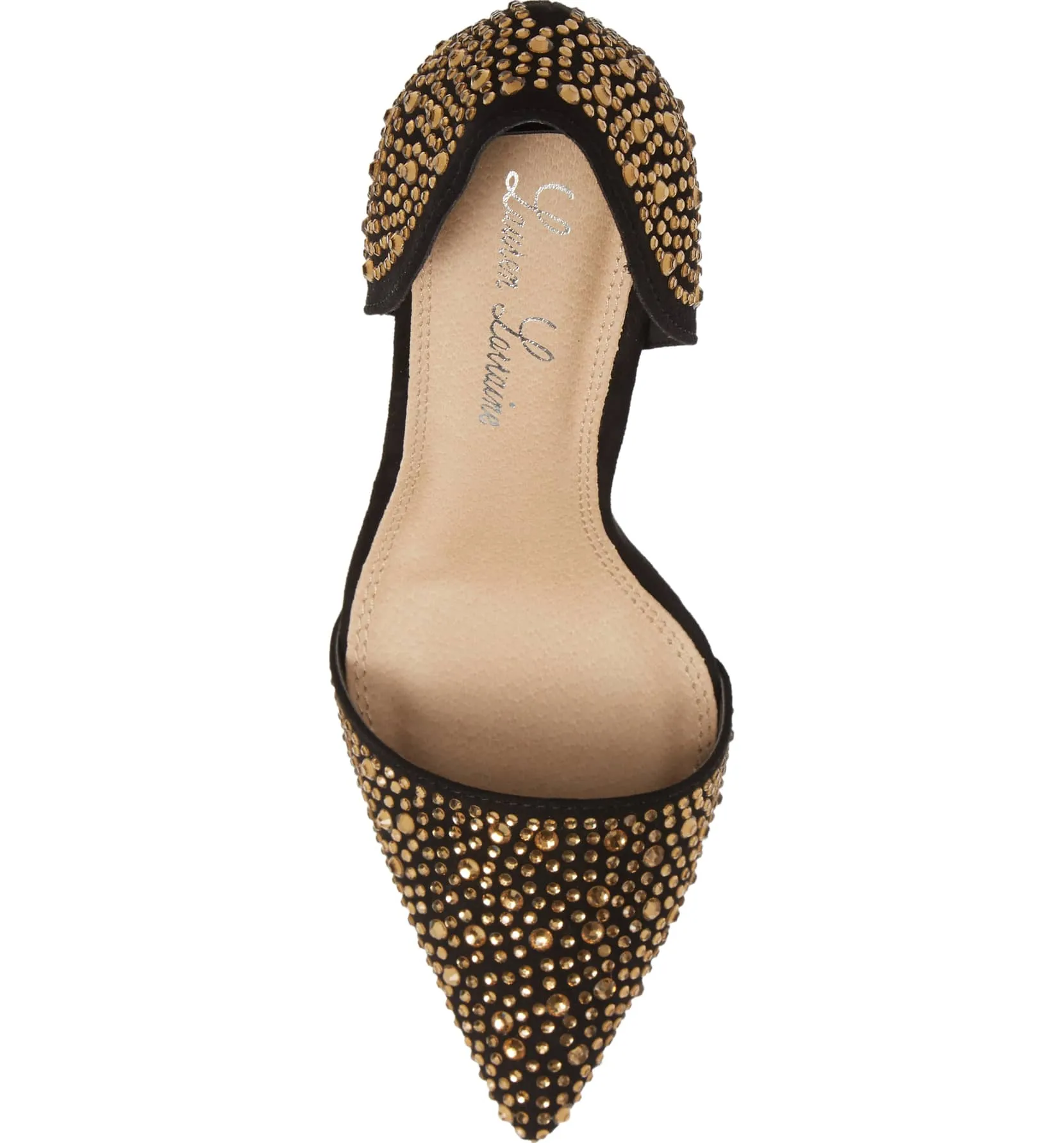 Lauren Lorraine Sari Black Crystal Embellished d'Orsay Pump Formal Pointed Toe