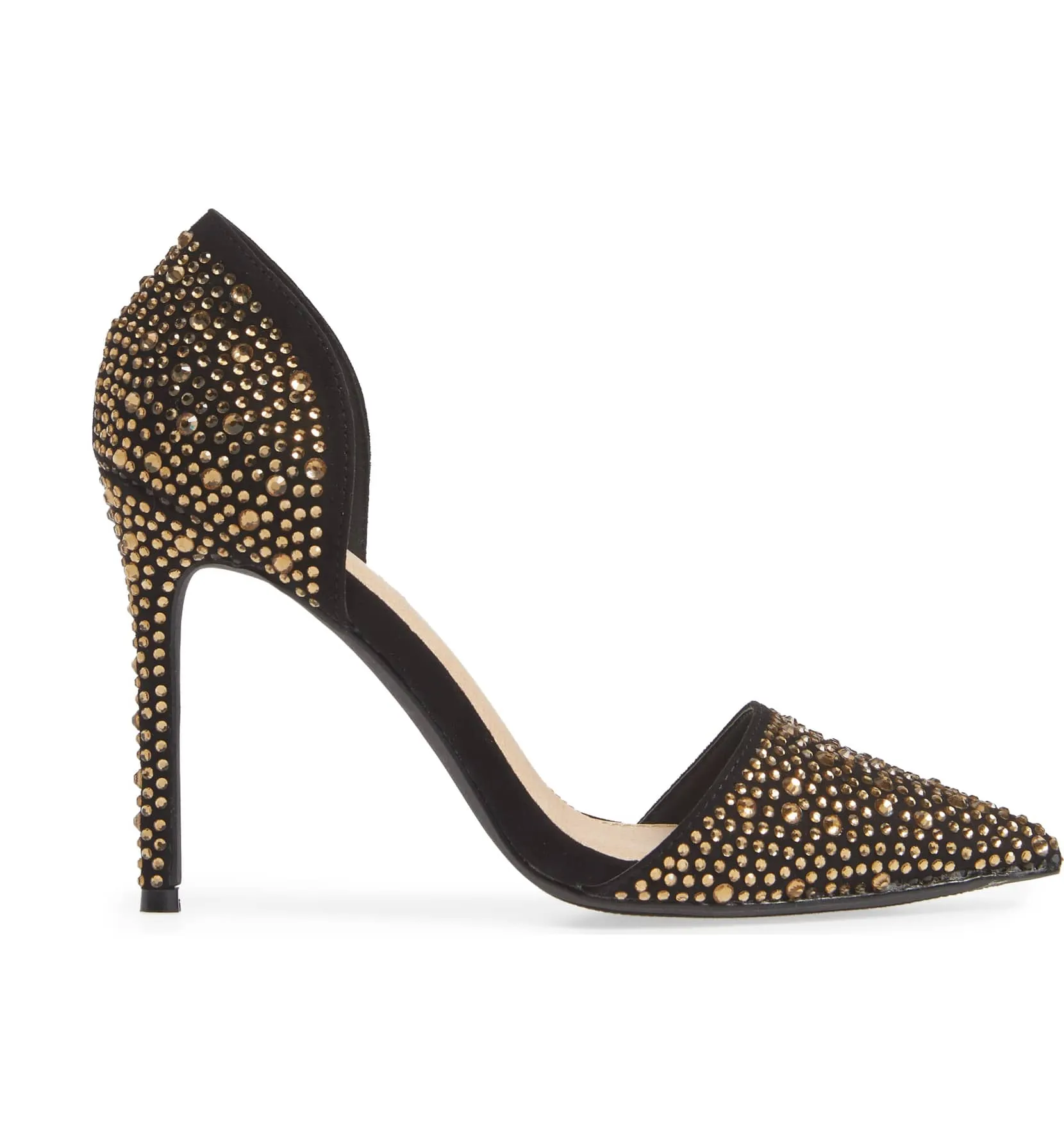 Lauren Lorraine Sari Black Crystal Embellished d'Orsay Pump Formal Pointed Toe