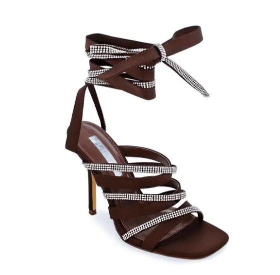 Liliana Iman-5 Lace Up Super Strappy Rhinestone High Heels