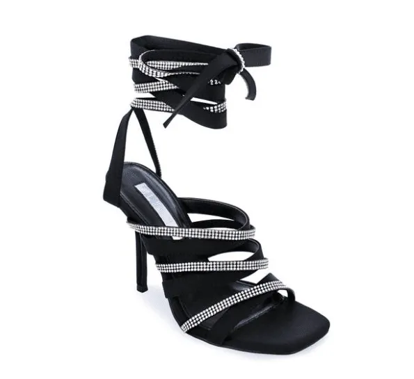 Liliana Iman-5 Lace Up Super Strappy Rhinestone High Heels