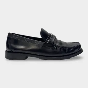 Louis Vuitton Men's Black Loafers With Front Logo
