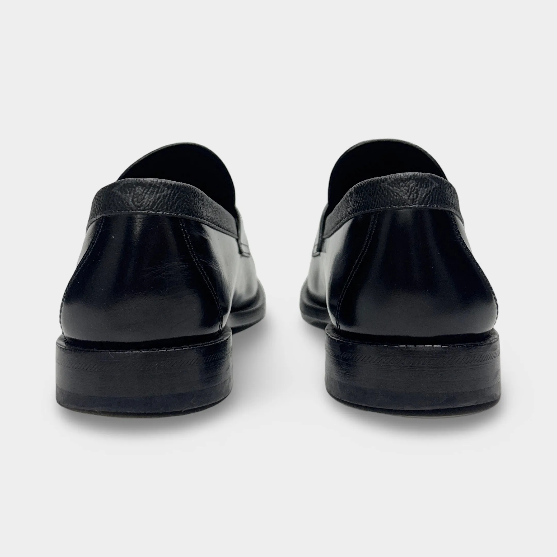 Louis Vuitton Men's Black Loafers With Front Logo