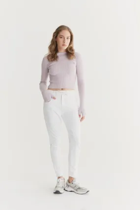 Mila - Mid Waist Jogger 5 Pocket - White