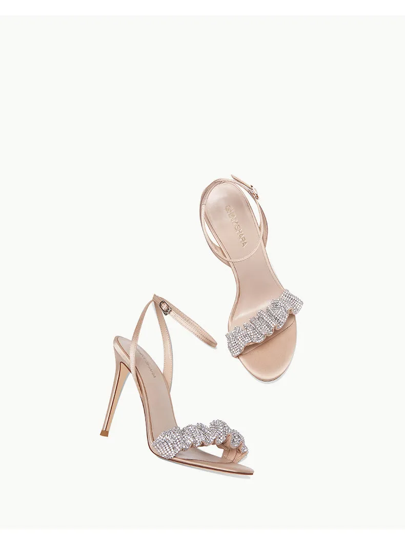 Summer new word with rhinestone stiletto high-heeled sandals- Lari