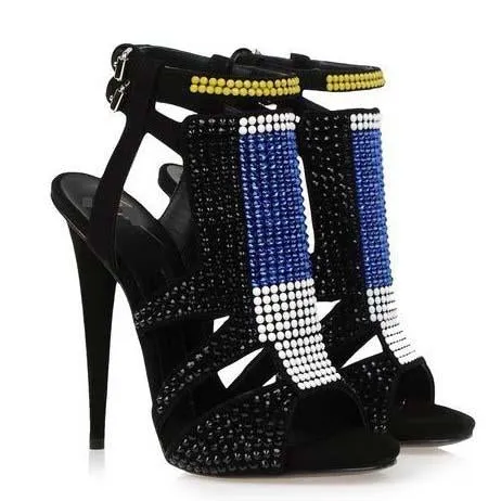Wedge Heel Suede Rhinestone Summer Sandals