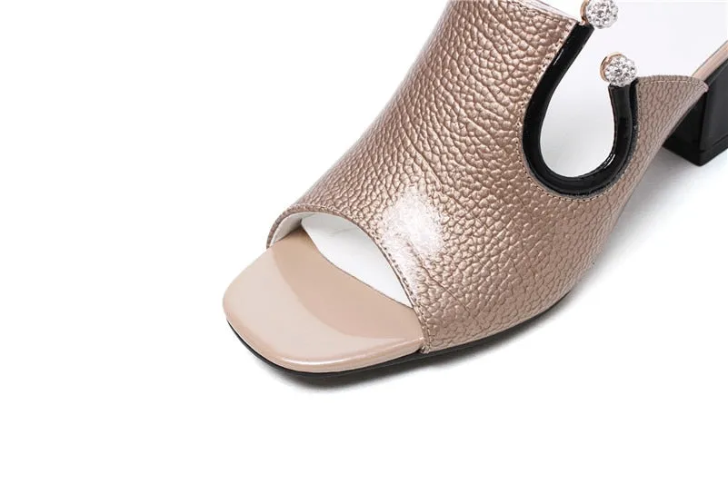 Women's Summer Leather Heeled Sandals