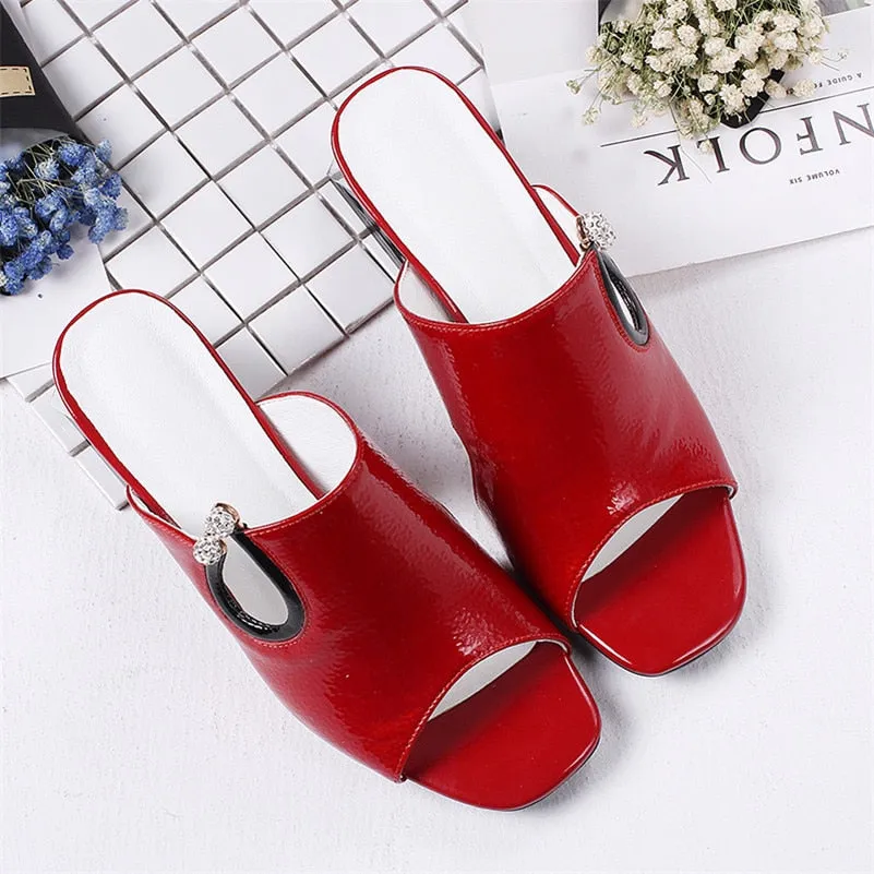 Women's Summer Leather Heeled Sandals
